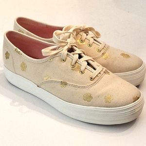Keds "Triple Hibiscus" Platform Chambray Sneakers Natural/Gold